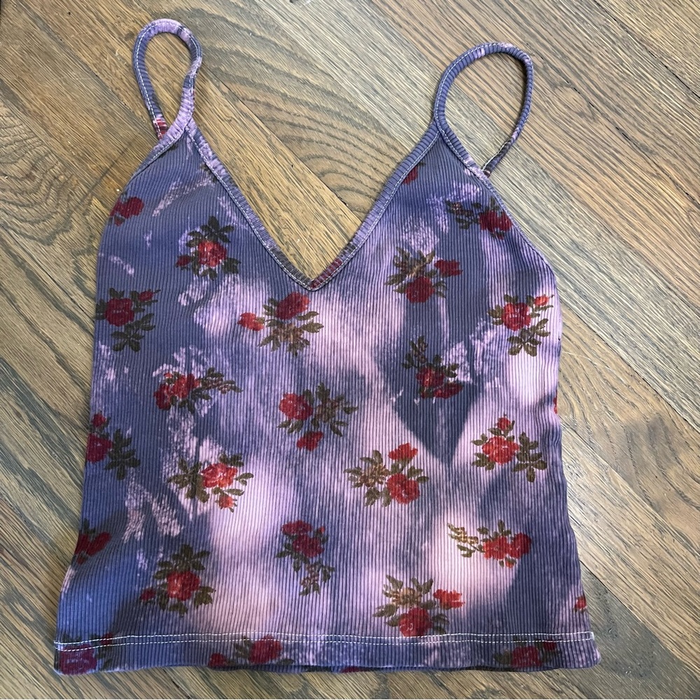 Brandy Melville tie dye floral crop tank -Small